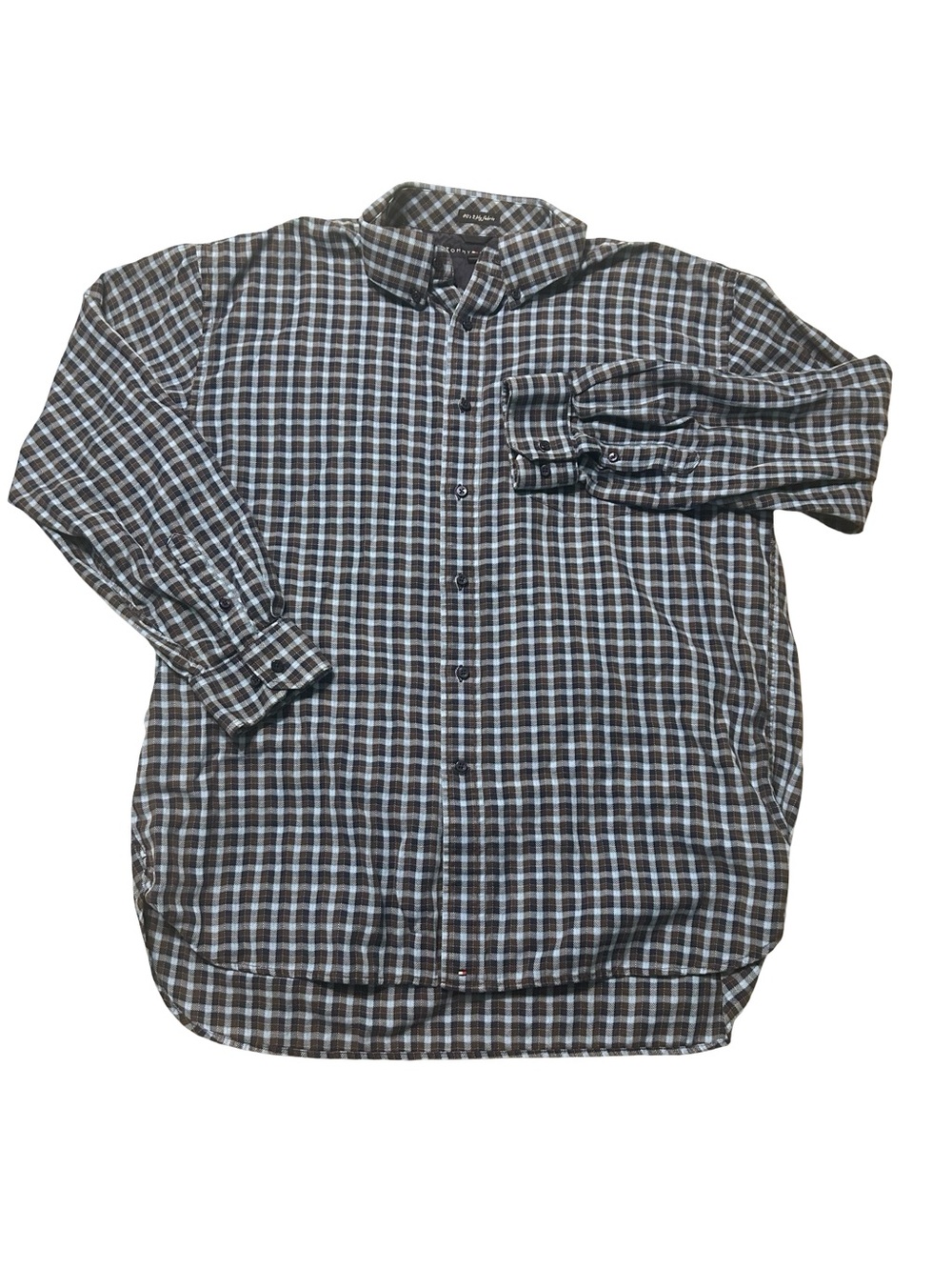 Tommy Hilfiger Brown and White Check Button-Up Shirt
